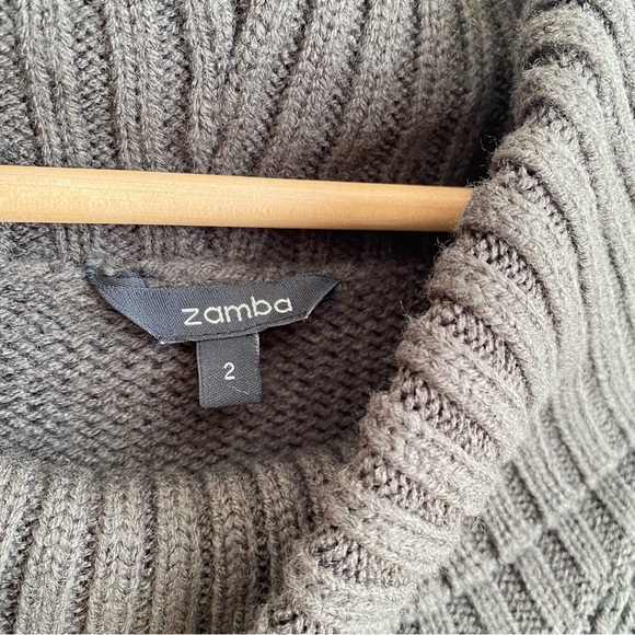 Zamba NWOT Womens Short Sleeve Tunic/Mini Dress Knit Sweater, Brown/Gray, Size 2 - Picture 3 of 9